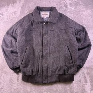 Vintage Field & Stream Wool Bomber Jacket Mens XL Gray USA Made Insulated Coat